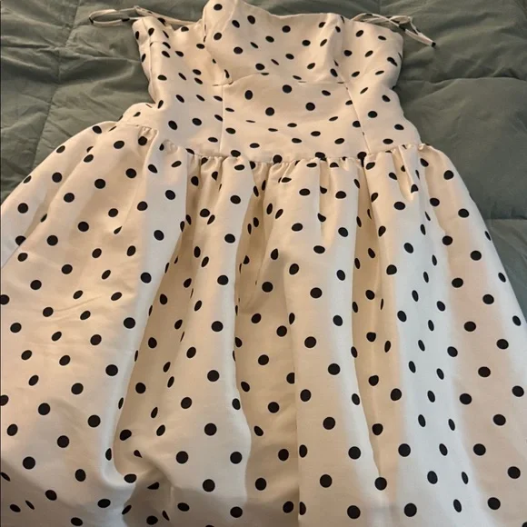 Self portrait Strapless White (ivory) Polka Dot Midi Dress